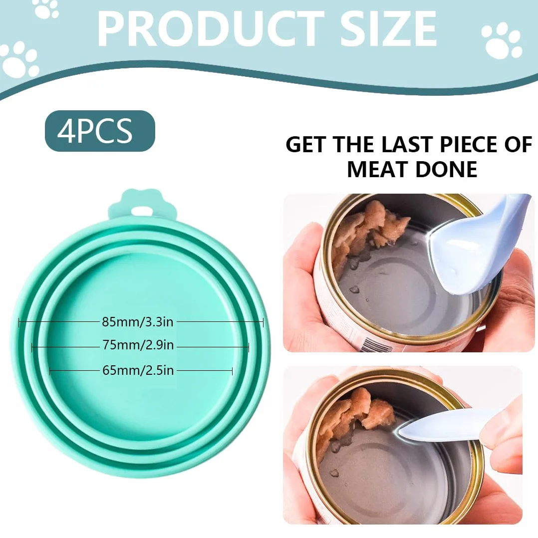 2 Tappi in Silicone per Lattine con 2 Cucchiai, Coperchi Universali per Cibo per Animali, Adatti a 3 Misure Standard (Rosa, Verde)
