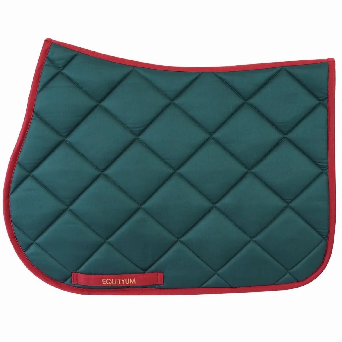 Sottosella+Cuffietta Logo Equityum Sally, Alta Qualità, Design Italiano, Materiali Innovativi, Traspirabilità e Dettagli Raffinati per il Comfort del Cavallo (verde/rosso, full)