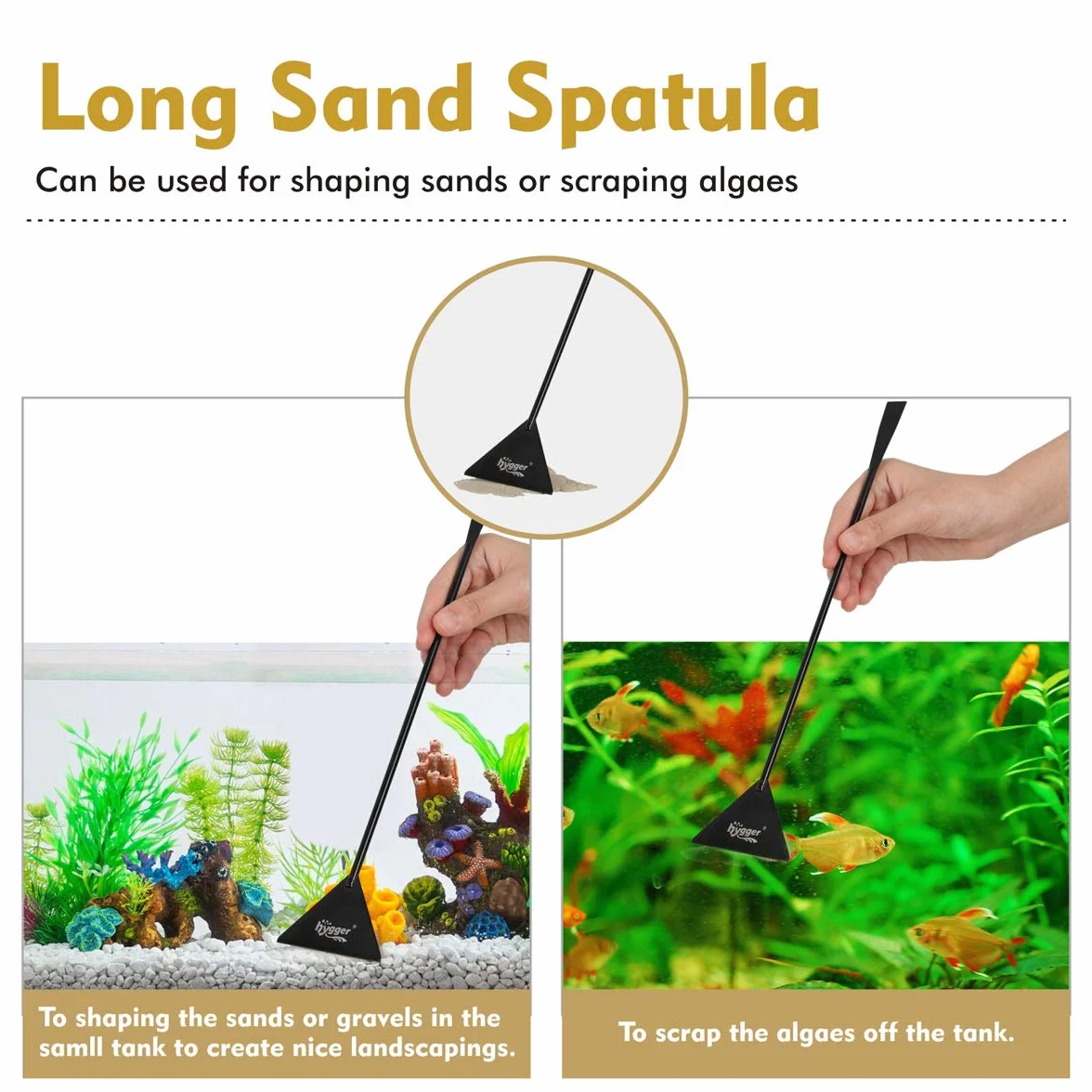hygger Attrezzi Acquario Aquascaping Kit Acquatica Strumenti Set,4PCS Acqua Piante Pinzette Forbici Spatola Kit per l'acquario Landscaping e l'Acquario Pulizia