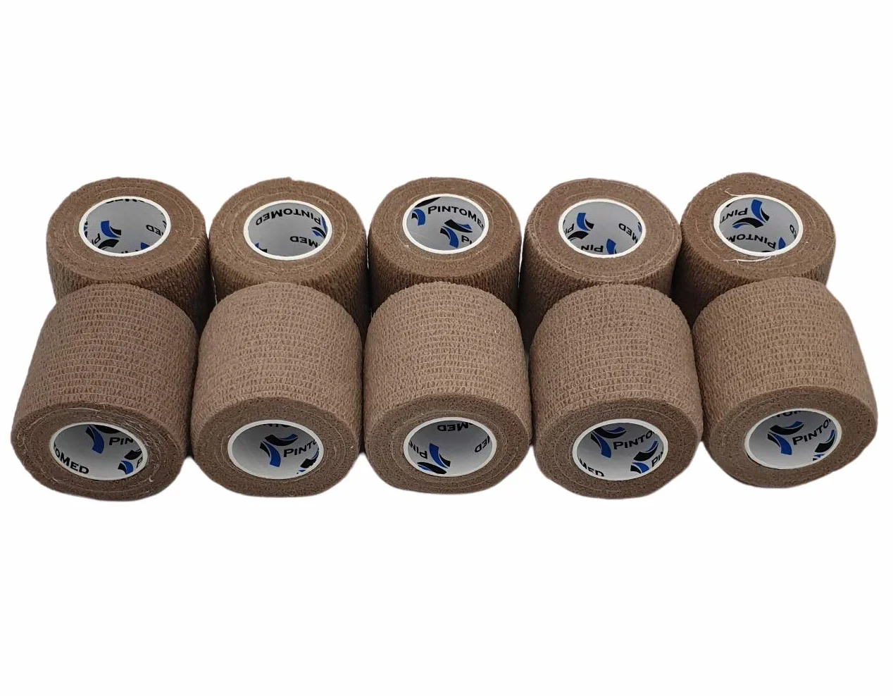 PintoMed Bendaggio Coesivo 10 x Beige 10 rotoli 5 cm x 4,5 m autoadesiva flessibile bende primo soccorso Confezione da 10