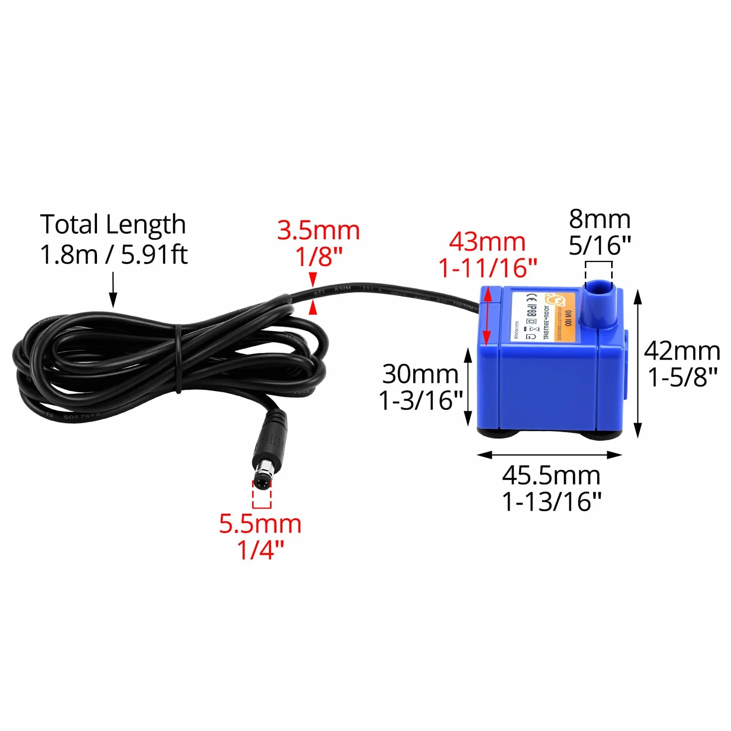 QWORK® Pompa per Fontanella per Gatti 12 V CA 2 W, Pompa Acquario a Bassa Rumorosità, Basso Consumo, Parti Removibili