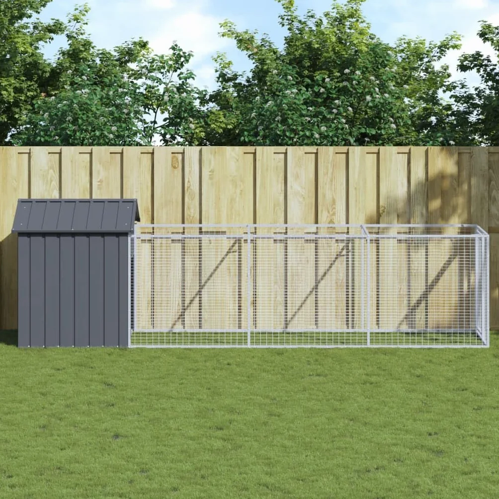 Gabbia per Cani da Interno con Tetto Antracite, Box e Recinto, Casetta 117x405x123 cm in Acciaio Zincato