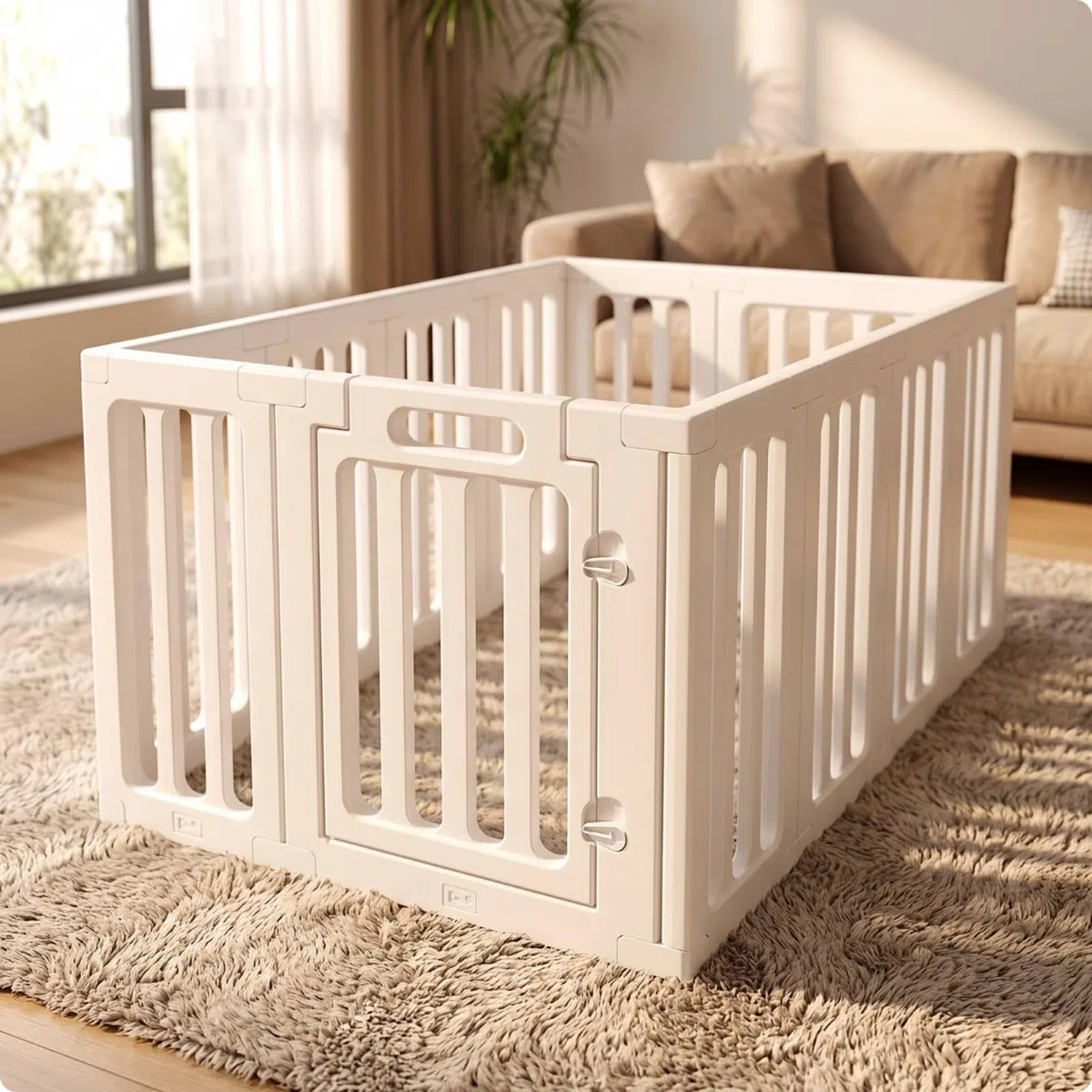 Recinzione con Porta Autoportante Box con Porta a Cerniera senza Attrezzi Gabbia per Cuccioli, Casa, Appartamento, 110 120cm, style to 5