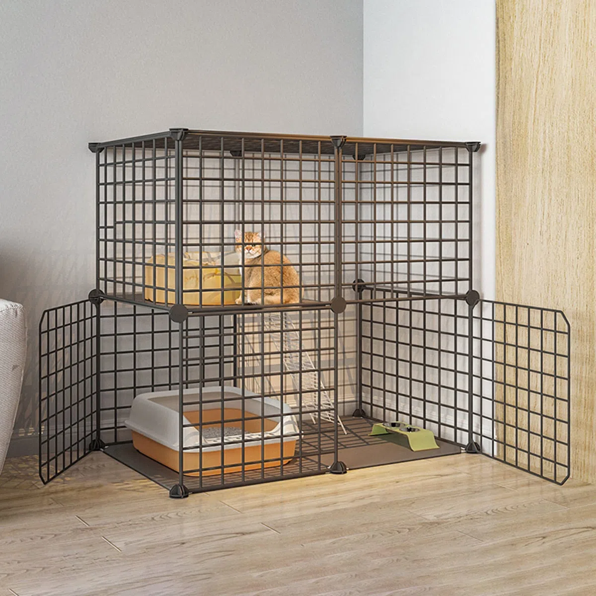 Generico Gabbia per Gatti da Interno di Grandi Dimensioni, Pieghevole, Adatta a Piccoli Animali, in Metallo, Ideale per balconi e balconi (79 * 39 * 73 cm)