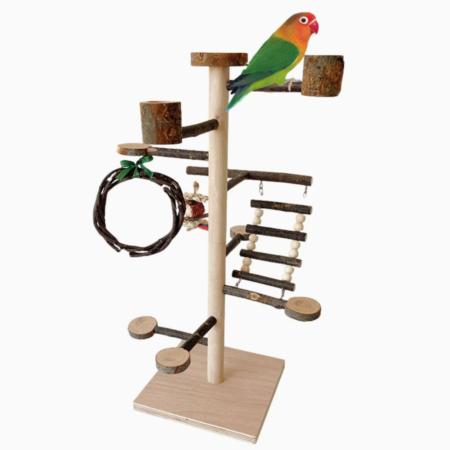 Posatoio Per Uccelli Domestici in Legno per Gabbia Giocattoli e Palestra | Palestra per Giochi per Cacatua Per Cocorite Calopsitte Agapornis Diamanti Canarini