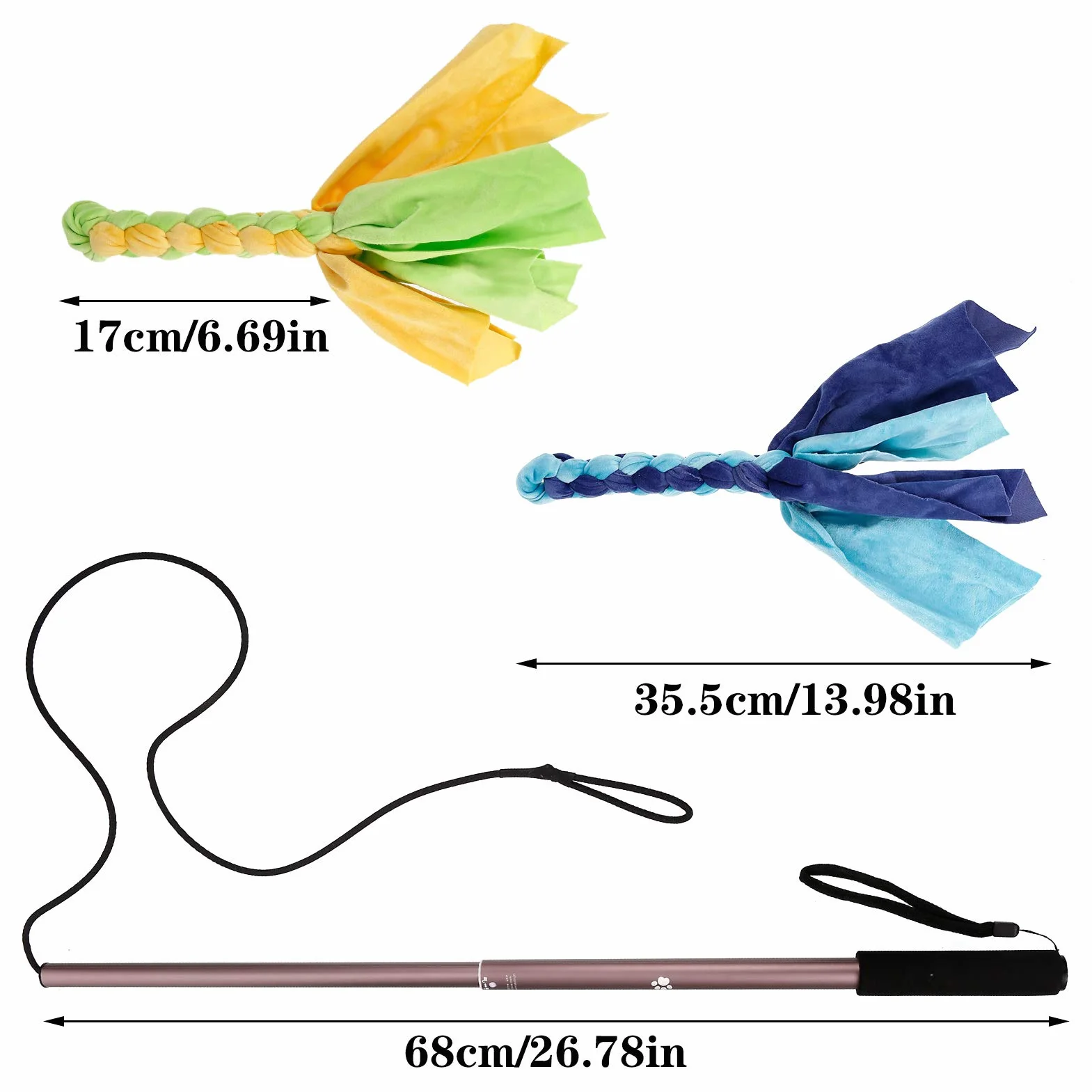 Auidy_6TXD Flirt Pole Cani, Giochi Giocattoli interattivi per cani retrattile con 2 giocattoli da masticare corda per masticare, allenamento