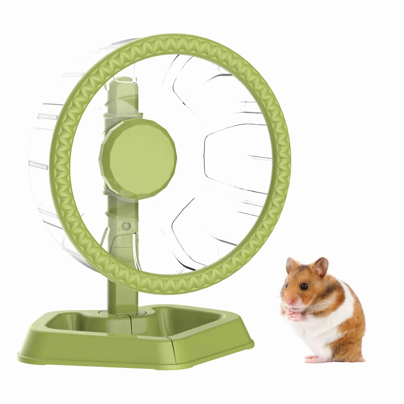 Ruotina per Hamster, Ruota per Esercizio e Corsa Silenziosa con Rotazione Fluida e Supporto Regolabile, Adatta per Piccoli Animali Criceti Nani Siriani Riccioli Mice (Verde, Piccolo (16cm))