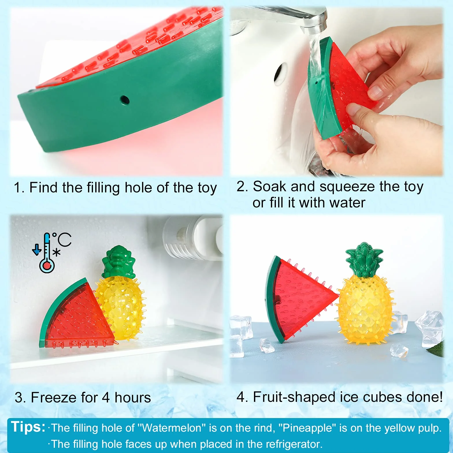 Pawaboo Giochi per Masticare, Giocattolo Interattivo, Giocattolo per Animali, Giocattoli con Squeak per Cani, a Forma di Anguria e Ananas, Resistenti Giochi per Cani