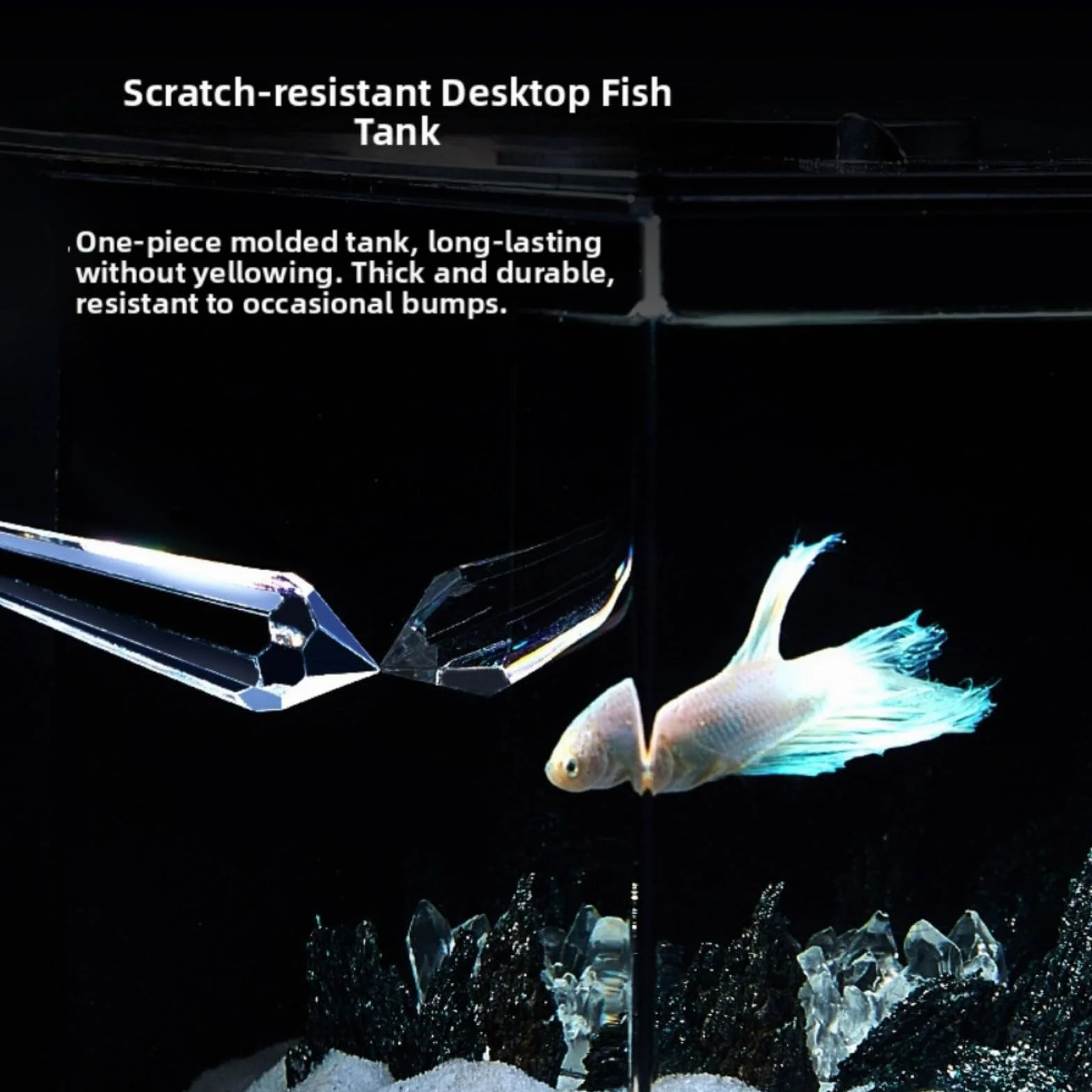 Acquario con pompa filtrante da 160 l/h, autopulente, con luce LED, modello da tavolo per la casa, compatto, 20 x 15,5 x 15 cm (S)