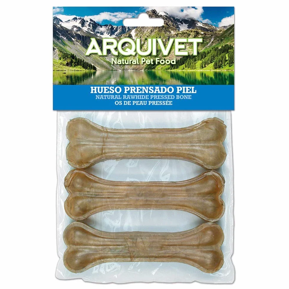 ARQUIVET Osso Pressato in Pelle Bovina 15 cm 3 Unità per Cani