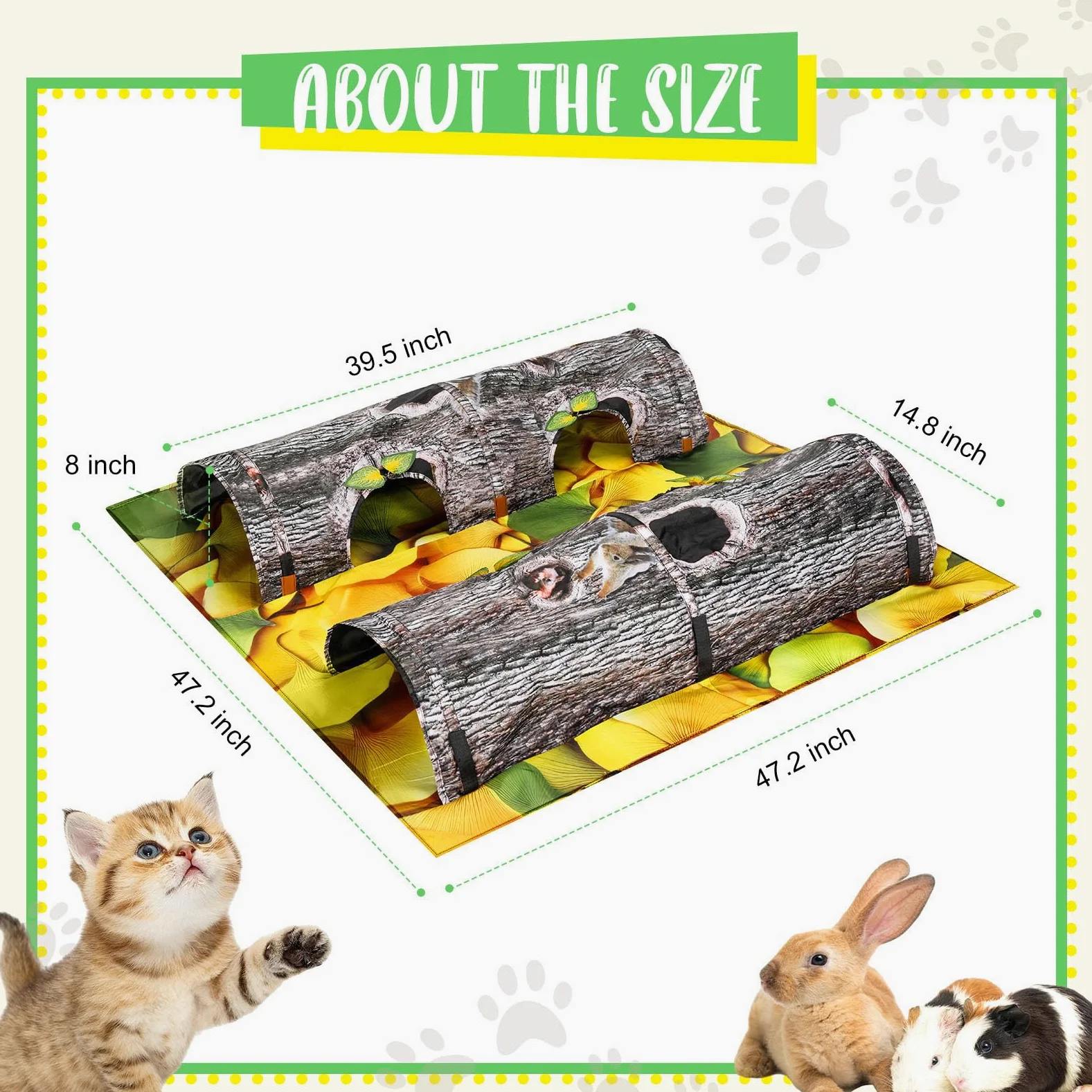 Generic Tunnel per Gatti, Pieghevole a Doppio Ingresso in Tessuto Interattivo per Animali Domestici Resistente Ai Morsi con Borsa per il Trasporto Ideale per la casa