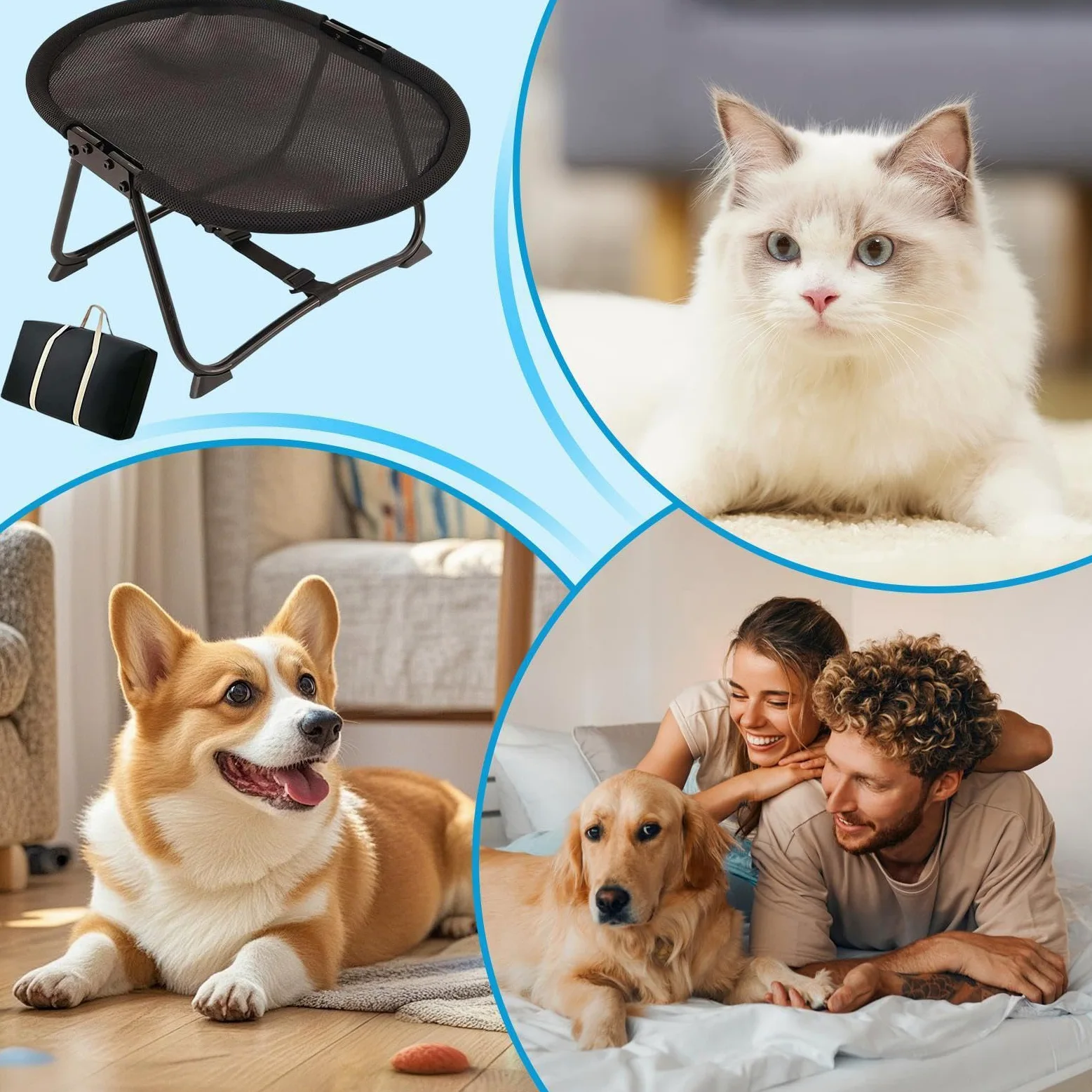 Generico Rialzato per Cani Tappetino Pieghevole Traspirante | Rialzato Pieghevole Per Animali Da Esterno Adatto A Cuccioli, , , Interno, Casa, Giardino, Viaggio, Campeggio, Spiaggia,
