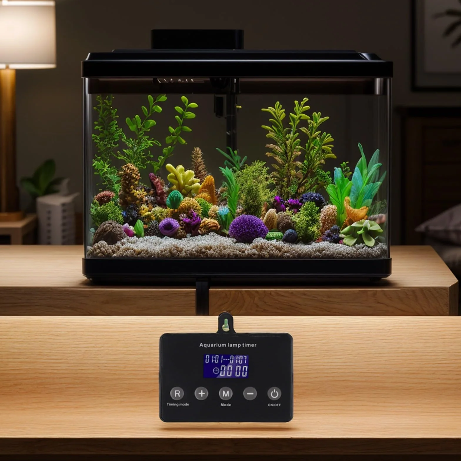 Regolatore di luce a LED per acquario, con timer LCD e dimmer, per luci da 12-24 V, timer programmabile e sistema di regolazione intelligente