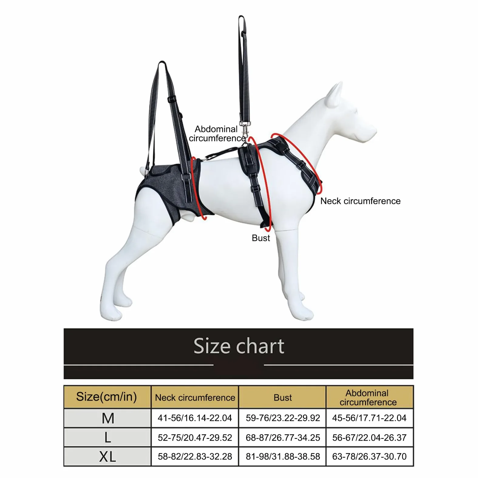 Imbracatura di sollevamento Gilet regolabile con cinghie di trasporto per | Maniglie Sollevatore Per Cani per cani anziani, disabili, riabilitazione e visite veterinarie