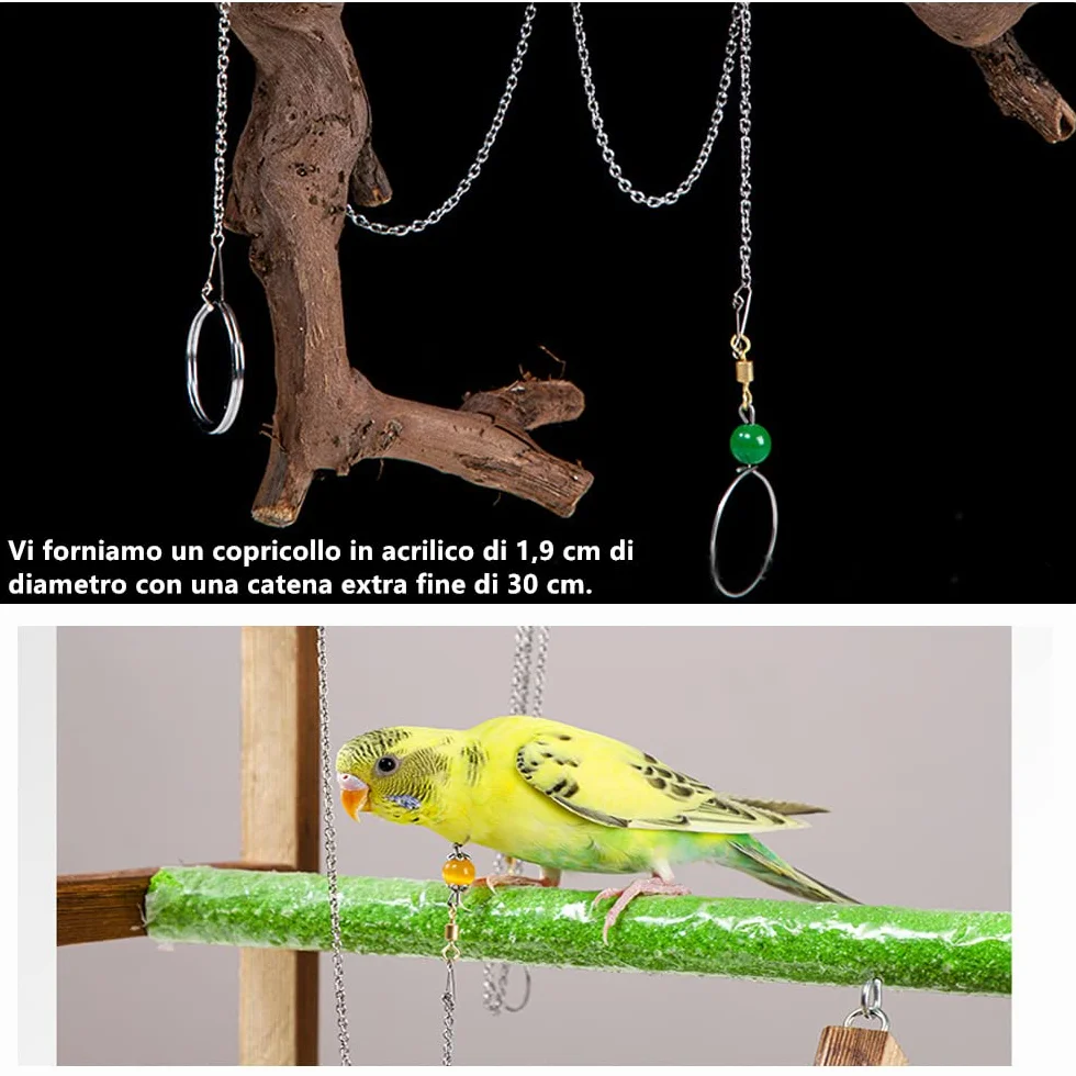 5 Pezzi 20cm Posatoi Pappagalli Giochi Trespoli Naturale Paw Grinding Giocattolo per Pappagalli Uccello Masticare Giocattoli della Viene fornito con un collare per pappagalli, Colore casuale