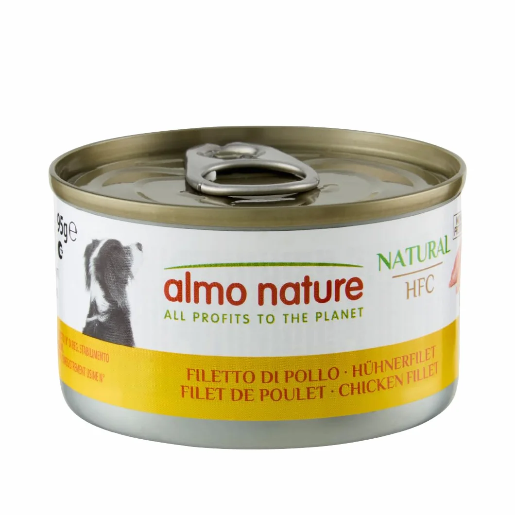 Almo Nature HFC Natural, Alimento Umido per Cani - Filetto di Pollo - Confezione da 2.28 kg (24 x 95 g)