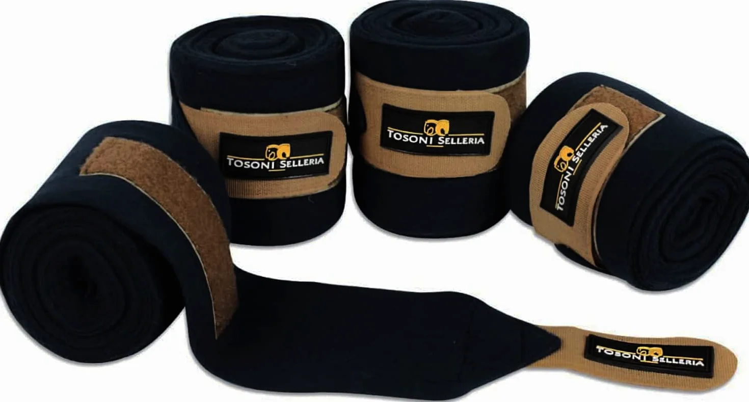 Horses Fasce Pile Antipilling Tosoni Deluxe Velcro Oro 4 pz. Protezione Cavallo