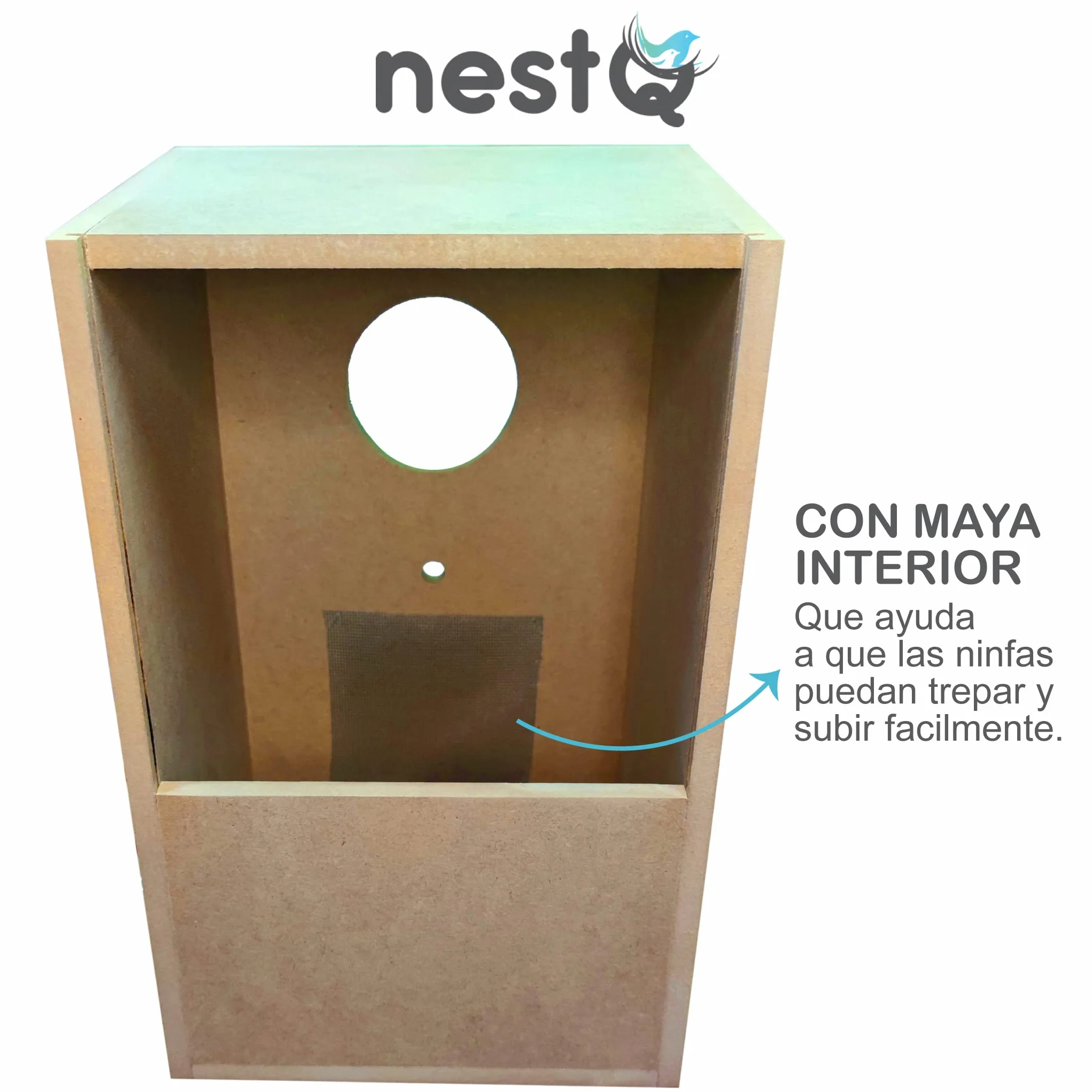 Nido Verticale di Legno con Trucioli - Ideale per Ninfali, Caique, Cacatua, e Pappagalli di Taglia Media - Dimensioni M 30 x 21,5 x 20,5 cm - Nido per Uccelli Resistente e Sicuro - Buona Ventilazione