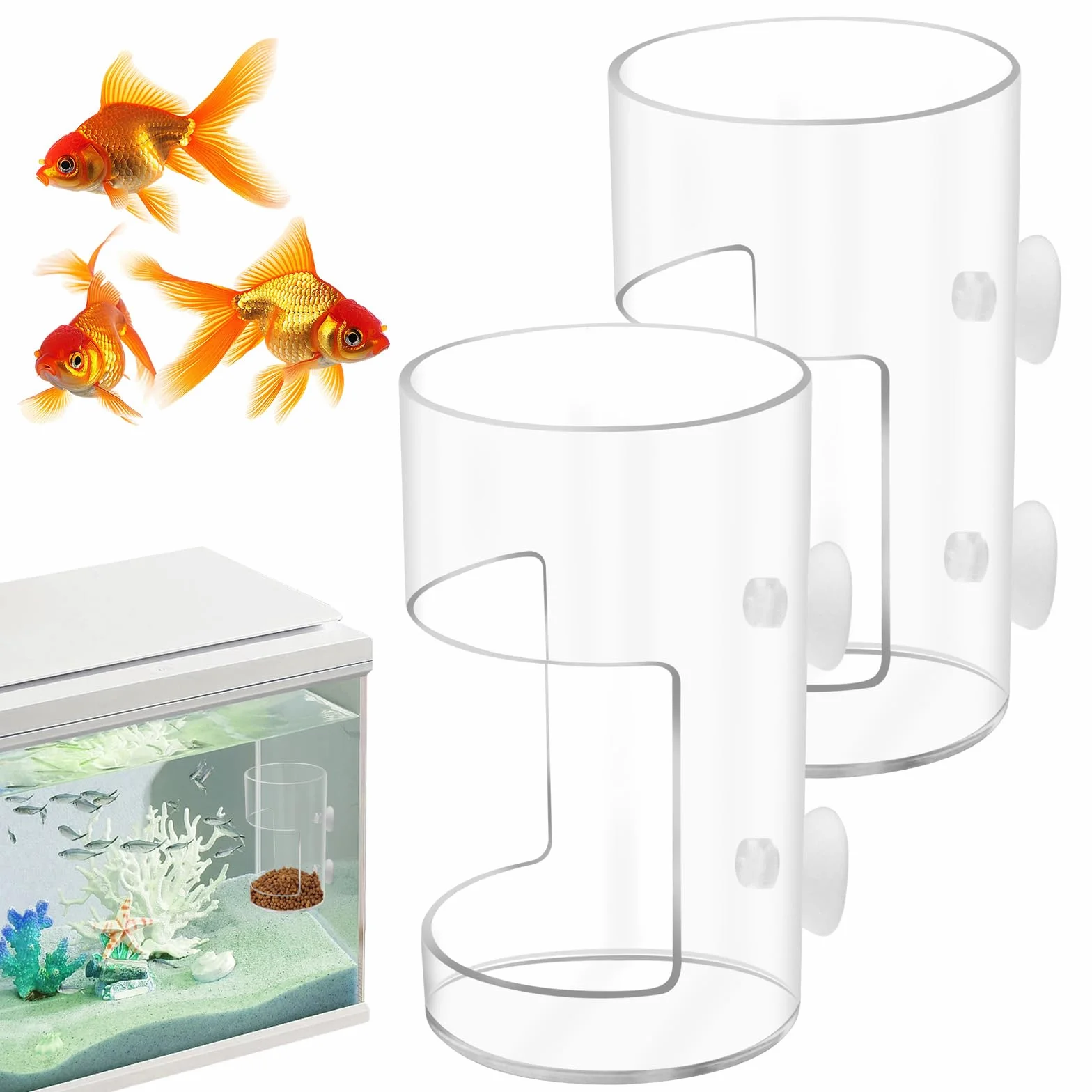 Mangiatoie per pesci d'acquario con ventosa divisore serbatoi accessori rotondi tartarughe gamberetti
