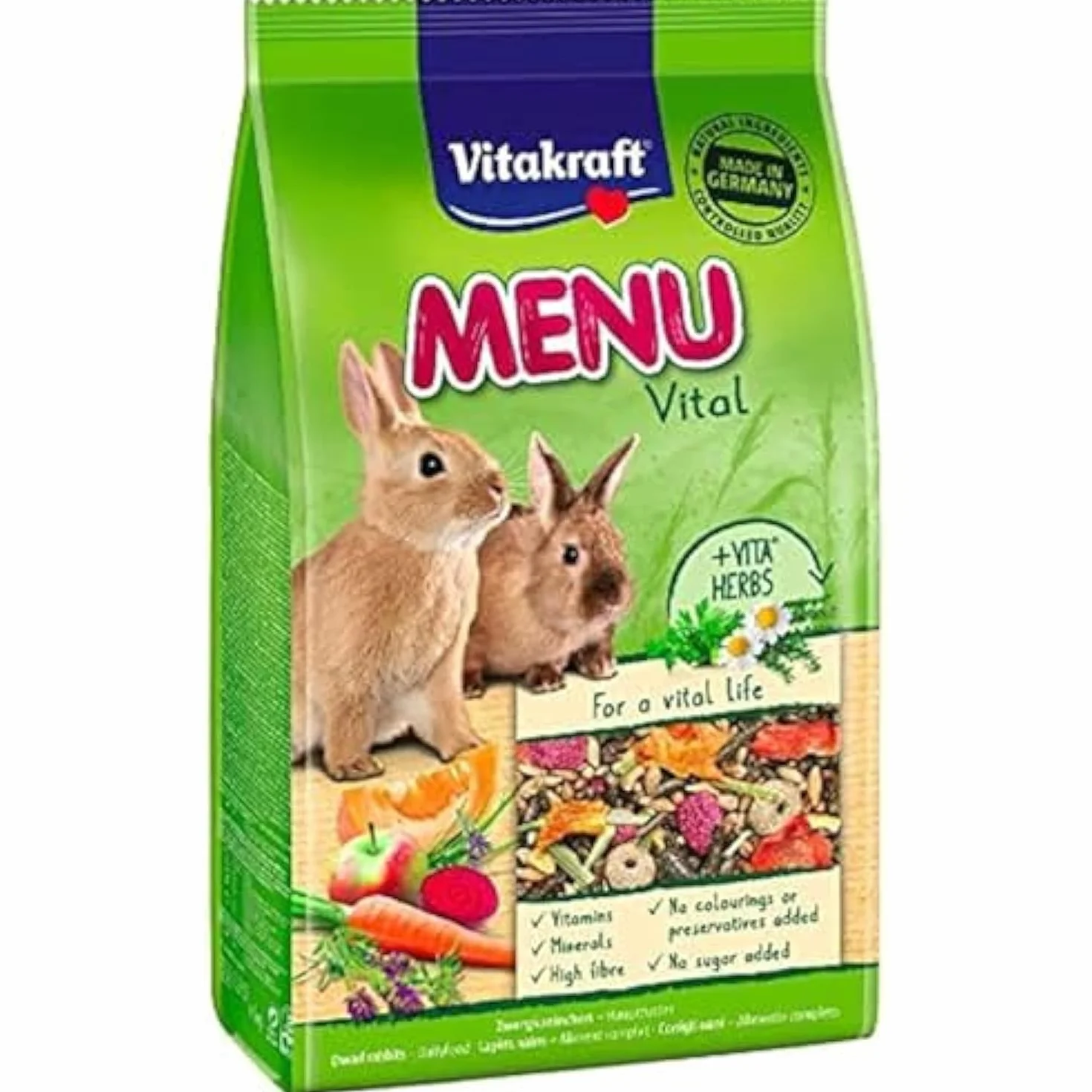 Vitakraft - Menù Premium Vital per Conigli - Con Cereali, Mele e Verdure - 1kg