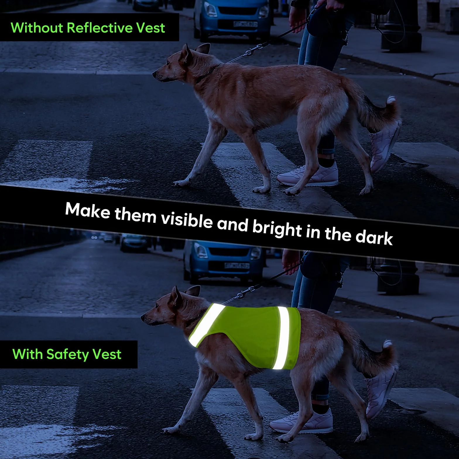 2 gilet di sicurezza per cani, gilet fluorescente da caccia per cani, mantiene i cani al sicuro da auto e incidenti di caccia, cappotto riflettente per cani per passeggiate notturne