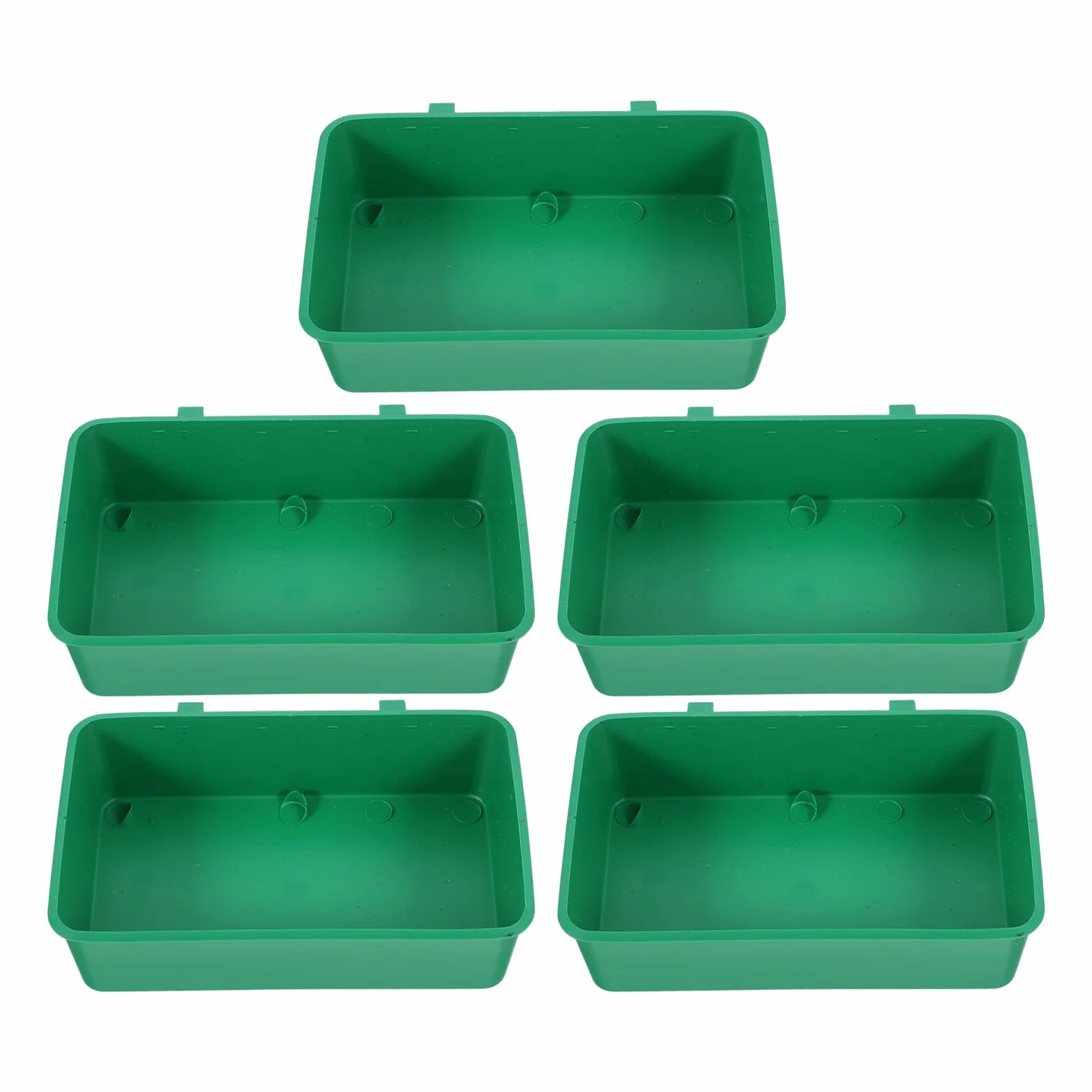 KOMBIUDA 5 Pezzi Mangiatoie Anti-spreco per Uccelli da Gabbia con Gancio Verde Contenitori Resistenti per Alimentazione Parrocchetti e Cocorite Facili da Installare e Antispruzzo