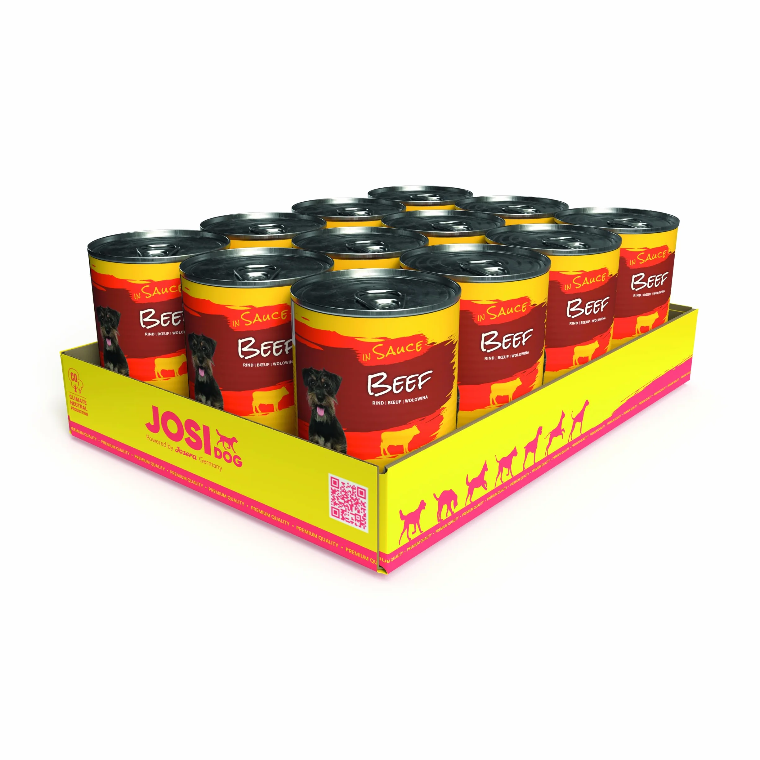 JosiDog Manzo in salsa (12 x 415 g) cibo per cani umido con manzo vitamina D3 E mangime completo