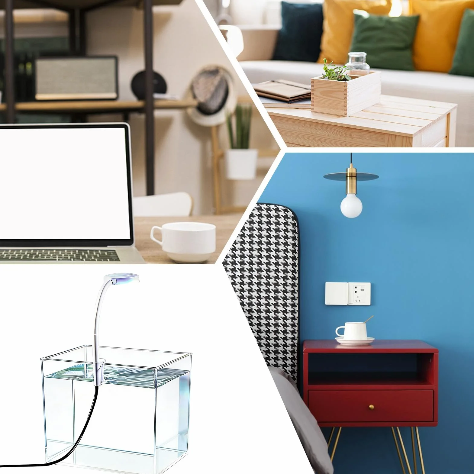 Mini Acquario, con a Clip, Base Trasparente Antiscivolo, Acquario da Tavolo per Pesci Betta, per Casa Camera da Soggiorno Appartamento Adulti e Bambini Acquariofilia Visione