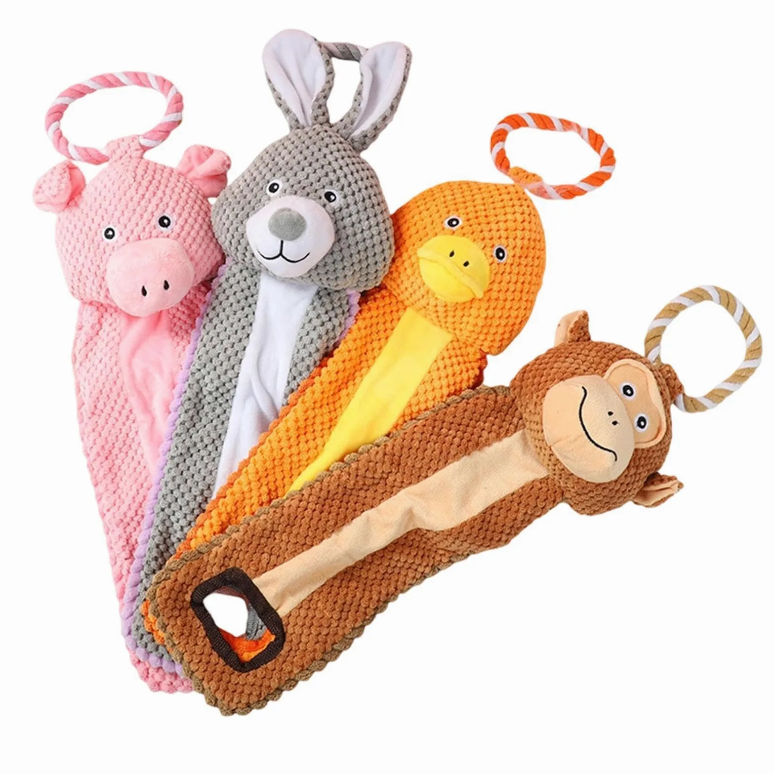 Giocattoli masticabili per cuccioli in fase della dentizione 4 Pezzi | Giocattoli di masticazione robusti in peluche imbottito per cuccioli Per addestrame