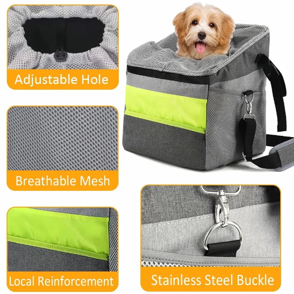 Cestino per Bicicletta Animale Domestico, Cestino Anteriore per bici Multiuso per Animali Domestici Max 5 kg, Staccabile Borsa da Bicicletta per Cani