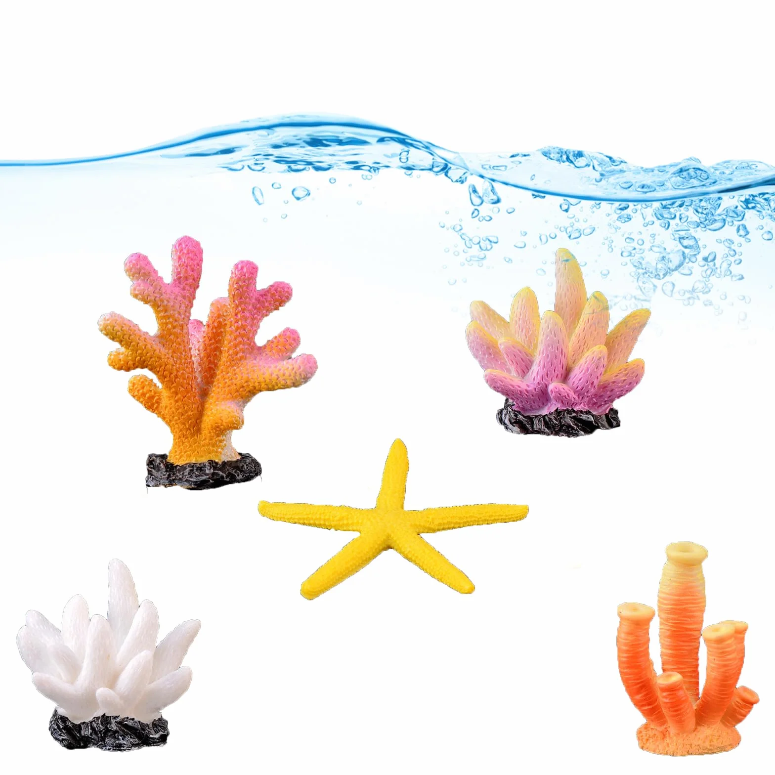 Corallo artificiale 5 pezzi Stella Marina Ornamenti in Resina per Acquario