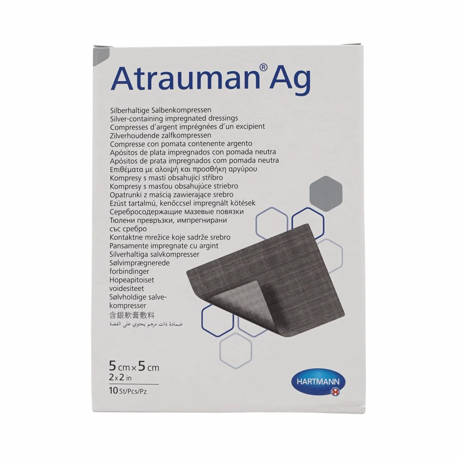 Atrauman AG 10 bende 5 x 5 cm colore argento