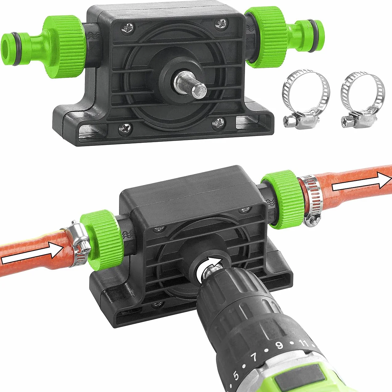 Royal Gardineer Aquarium Water Pump Accessories - pompa trapano: Adattatore per pompa per trapano, per il pompaggio e lo svuotamento dell'acqua, Adattatore per tubo (avvitatore a batteria con, con)