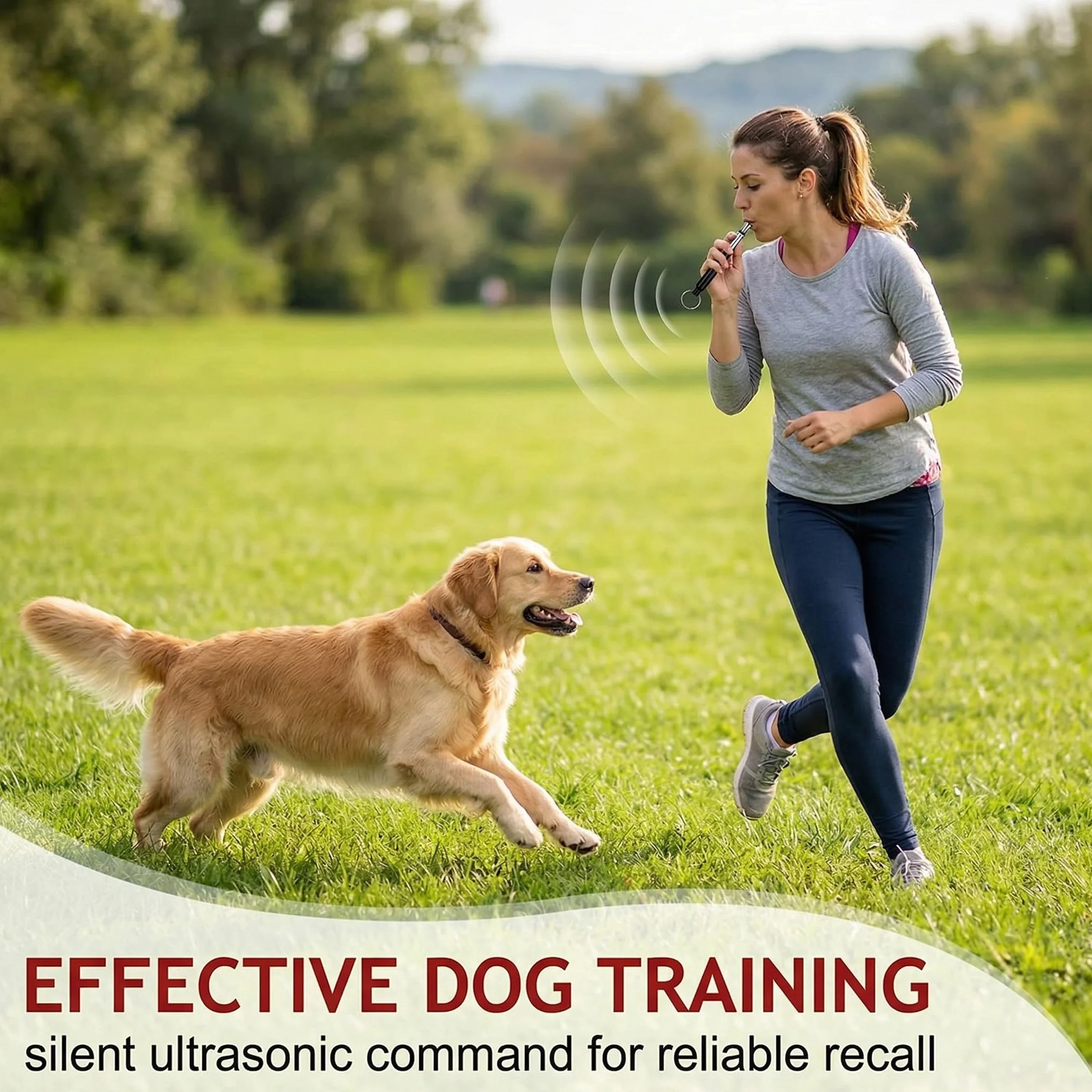 2 Fischietti per Cane (Nero & Bianco), Strumento di Addestramento Ultrasonico con Cinturino 49cm, per Richiamo e Addestramento Canino