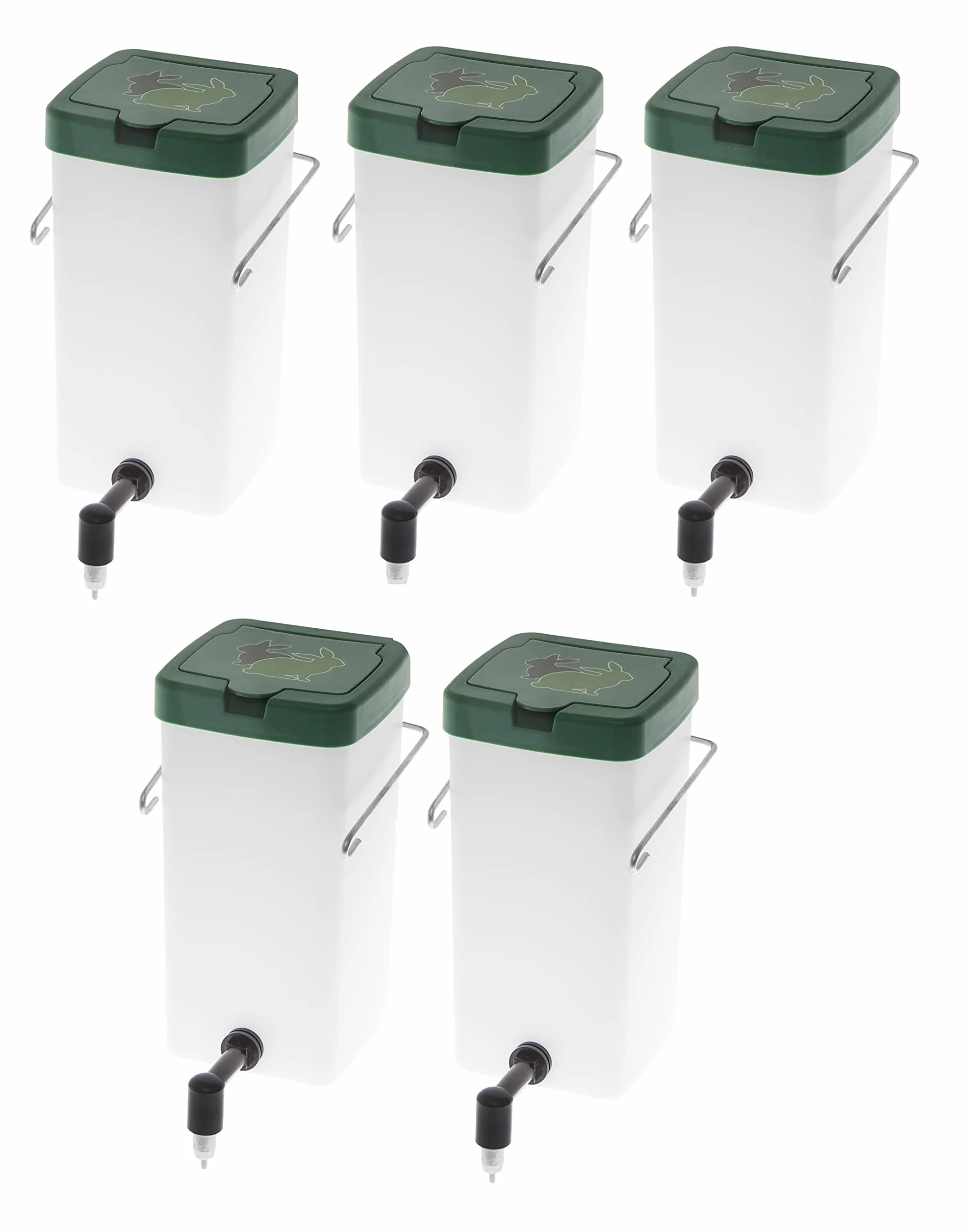5 abbeveratoio per conigli, 1 l, per capezzoli, abbeveratoio per roditori, colore: bianco