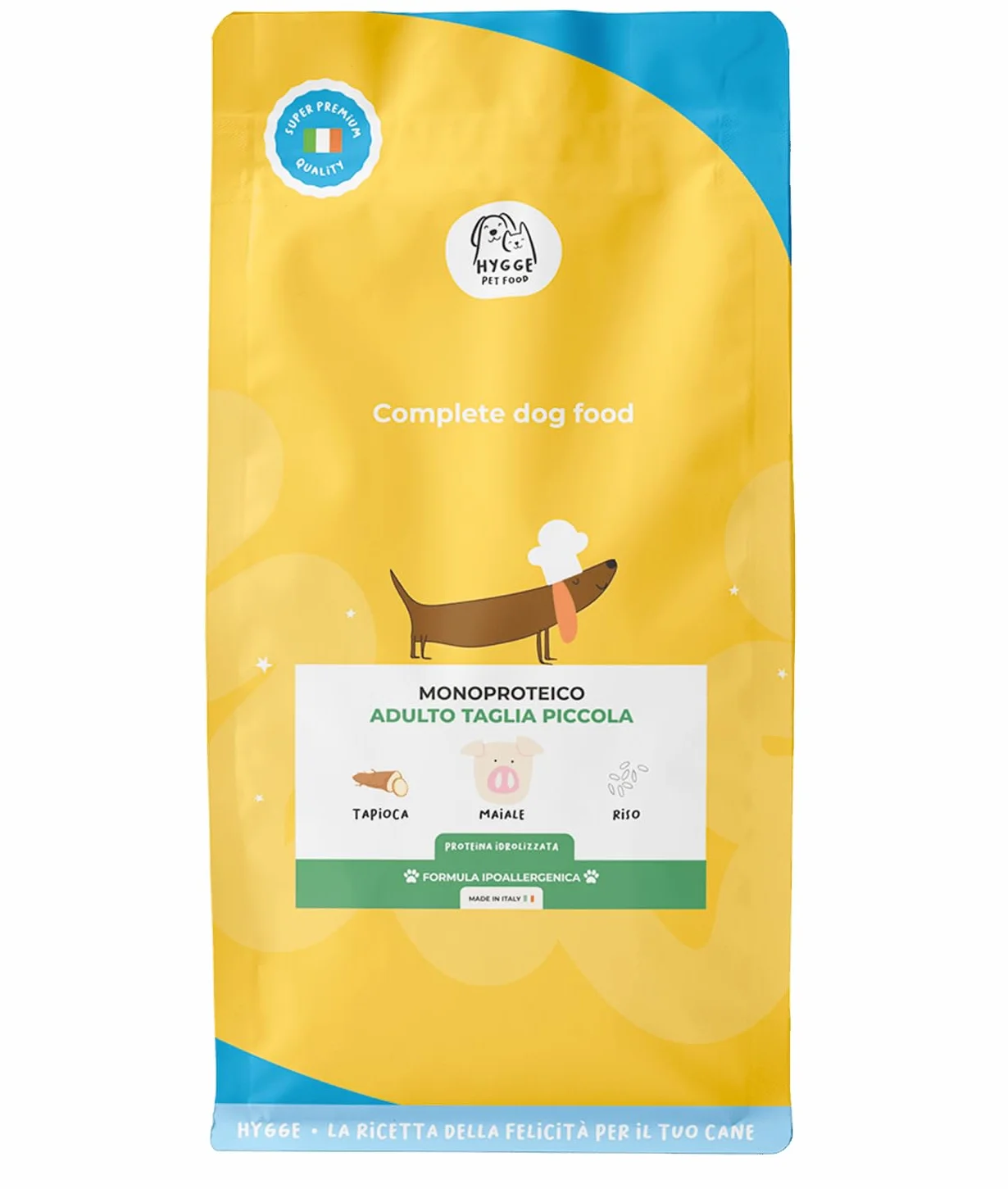 Crocchette Cani Mini Monoproteiche Maiale con Tapioca e Riso | 3 kg | Cibo Secco Adulti Taglia Piccola Ipoallergenico Low Grain | Hygge Dog