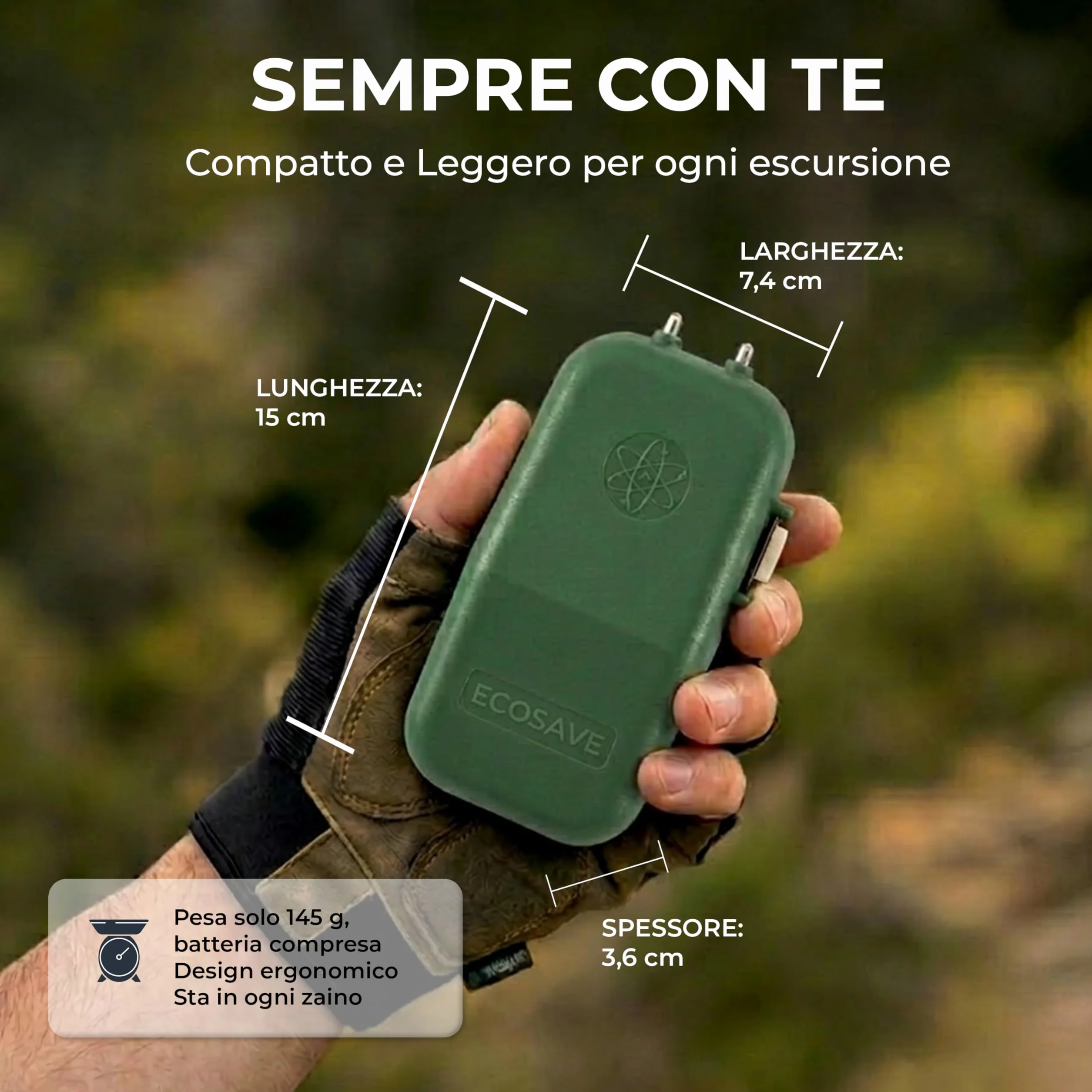 TECNIMED - Ecosave - Elettrostimolatore dopopuntura - Dispositivo di primo intervento contro punture e morsi velenosi tramite il rilascio di microimpulsi elettrici - Made in Italy