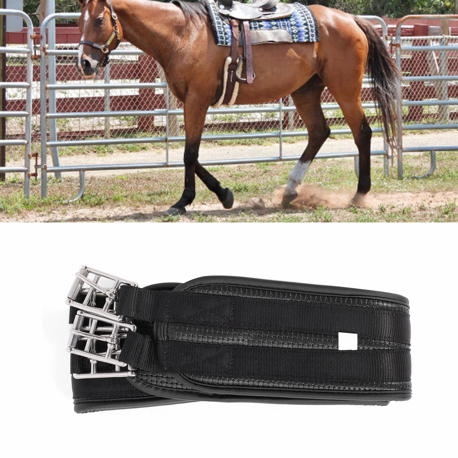 Tbest Sottopancia per Cavallo Sottopancia Inglese Senza Sfregamento Fibbia in Acciaio Inossidabile Sottopancia Curvo Sagomato Antiscivolo in Pelle PU per Competizione di Allenamento