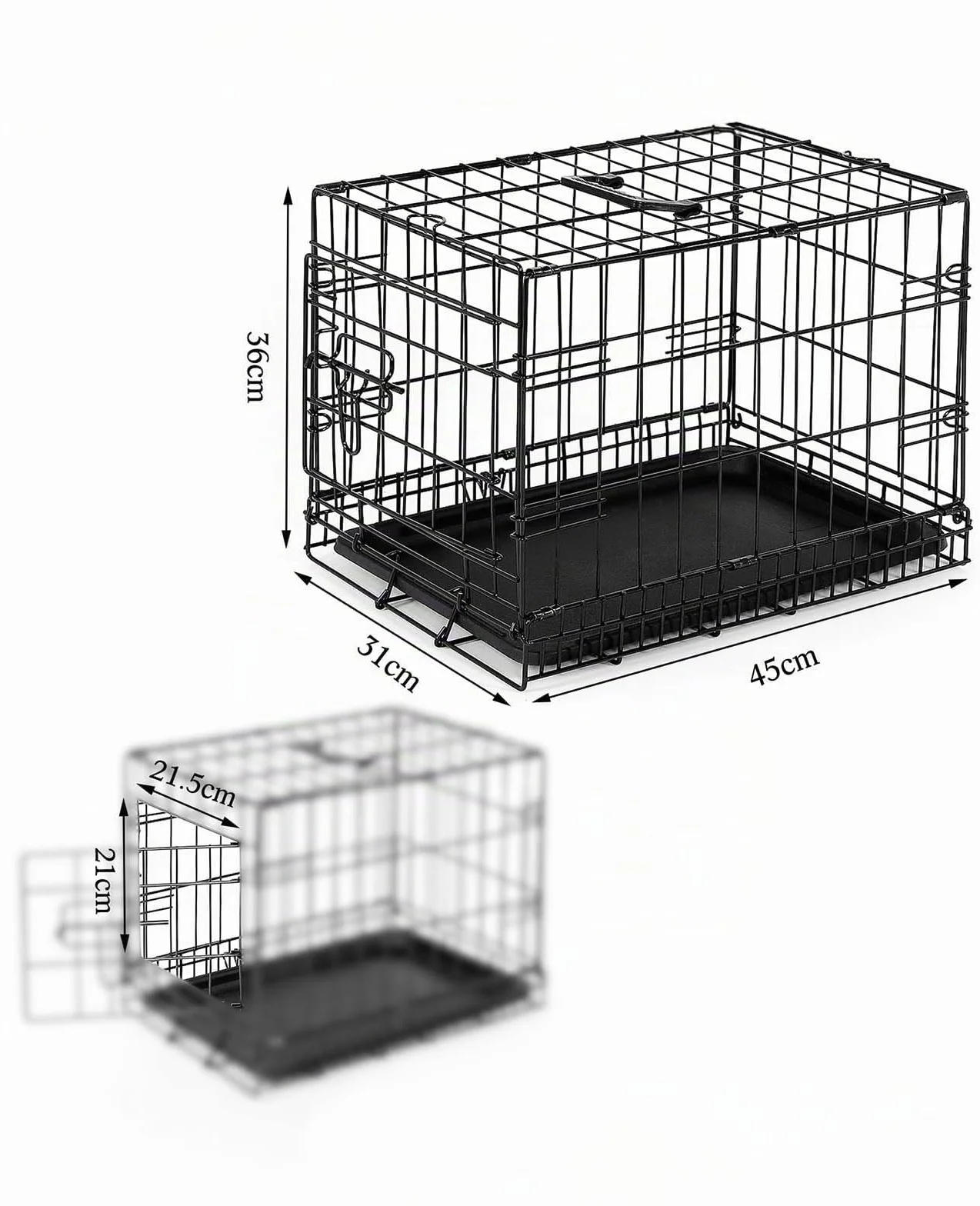 lionto Gabbia di Transporto pieghevole per Cuccioli per Cani, (S) 45x31x36 cm Nero