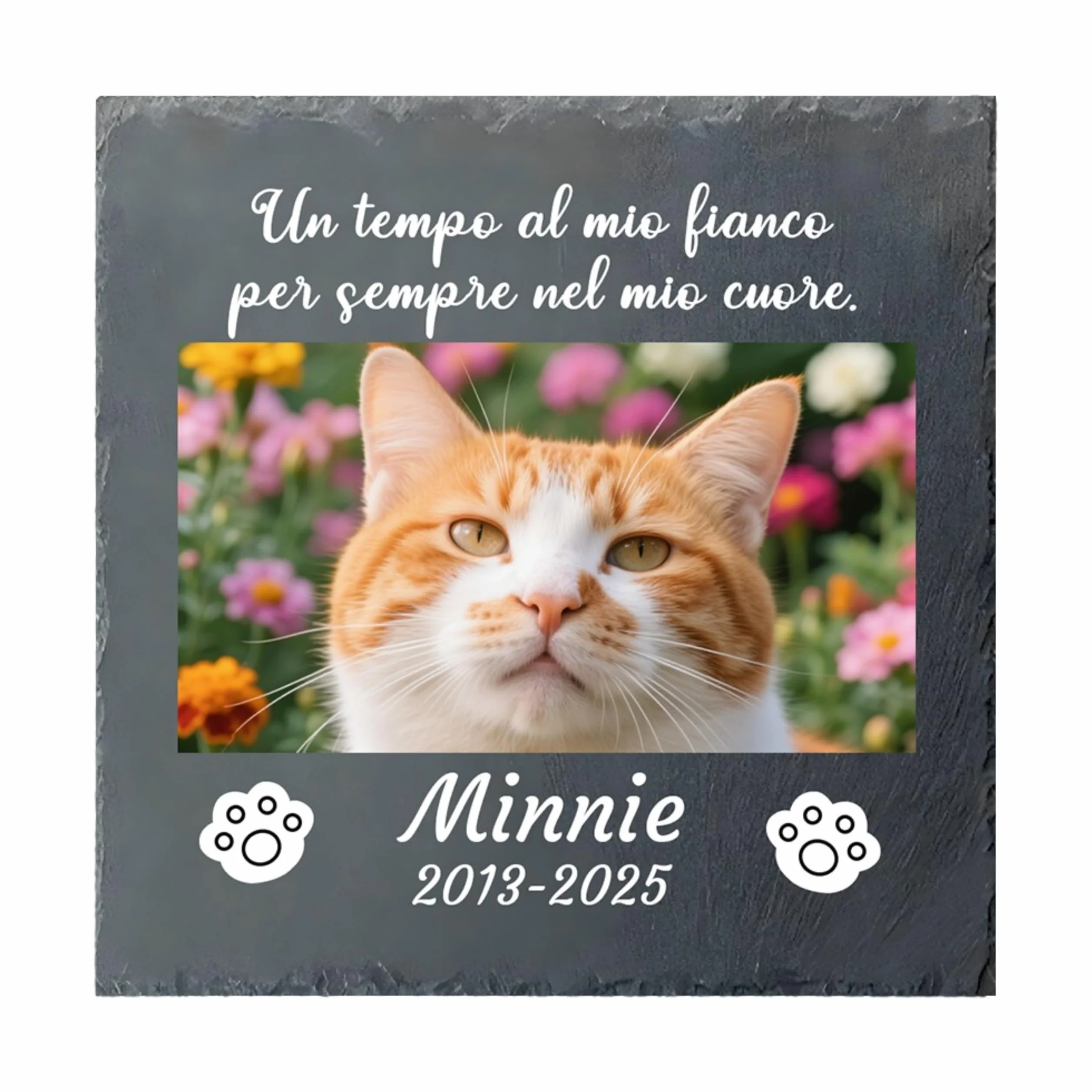 Pietra Tombale Personalizzata per Gatti con Foto - Targa Commemorativa per Giardino, Regalo di Condoglianze