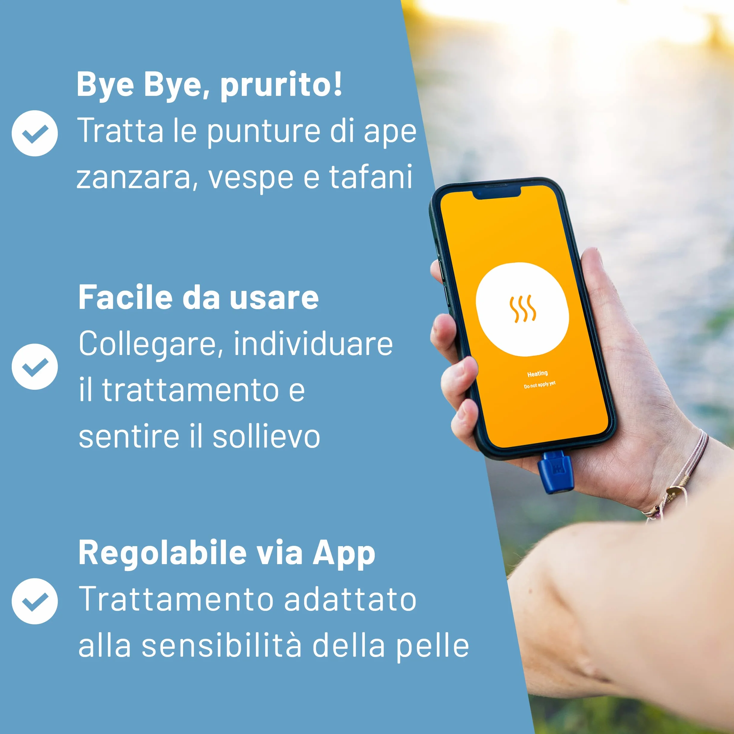 heat it - Cura punture di insetti per il tuo smartphone - Trattamento senza sostanze chimiche di prurito e dolore con calore concentrato - per Android USB-C (non per iPhone 15/16)