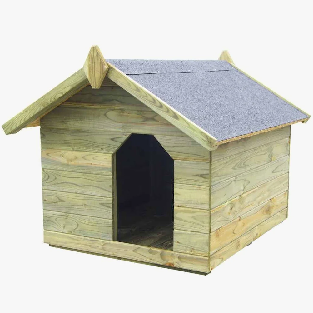 Cuccia per cani in legno di pino impregnato con tetto in carta catrame, apribile per la pulizia e la ventilazione, resistente alle intemperie e alla muffa, facile da montare