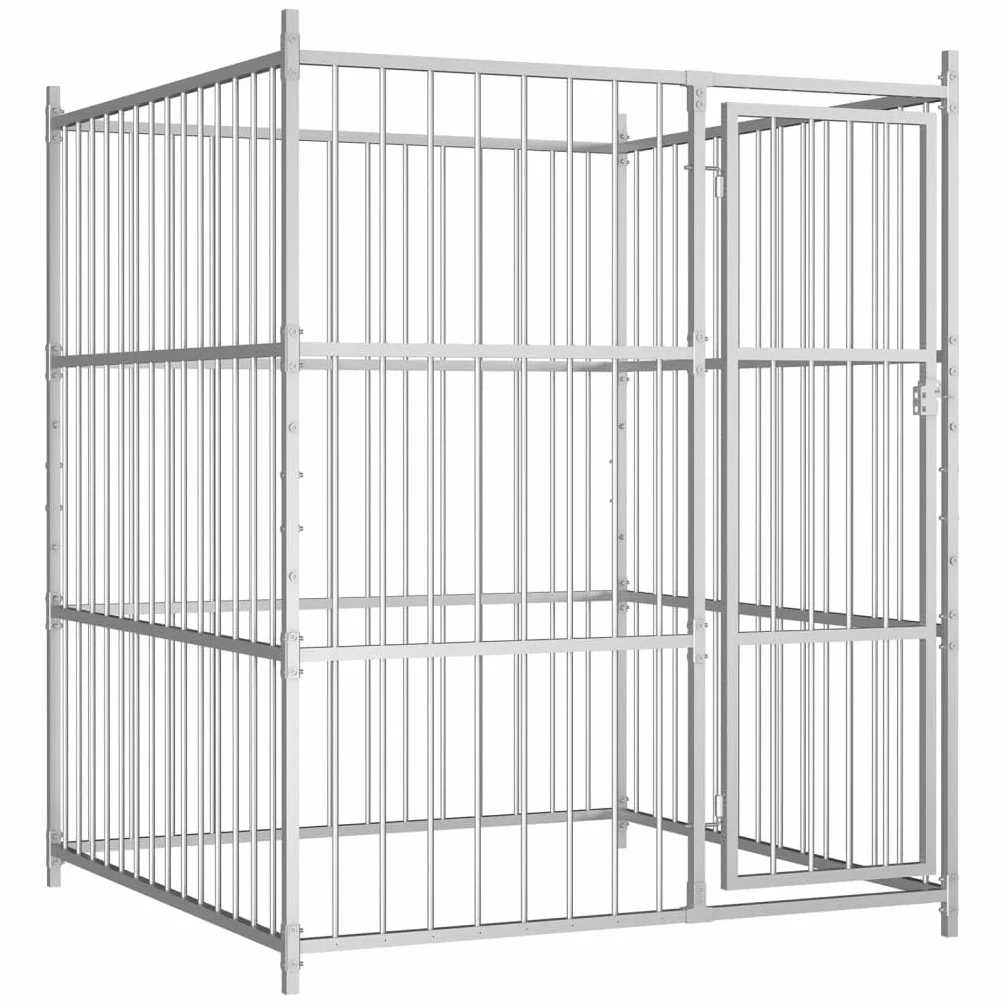 vidaXL Canile da Esterno 150x150x185 cm in Acciaio Zincato con Serratura