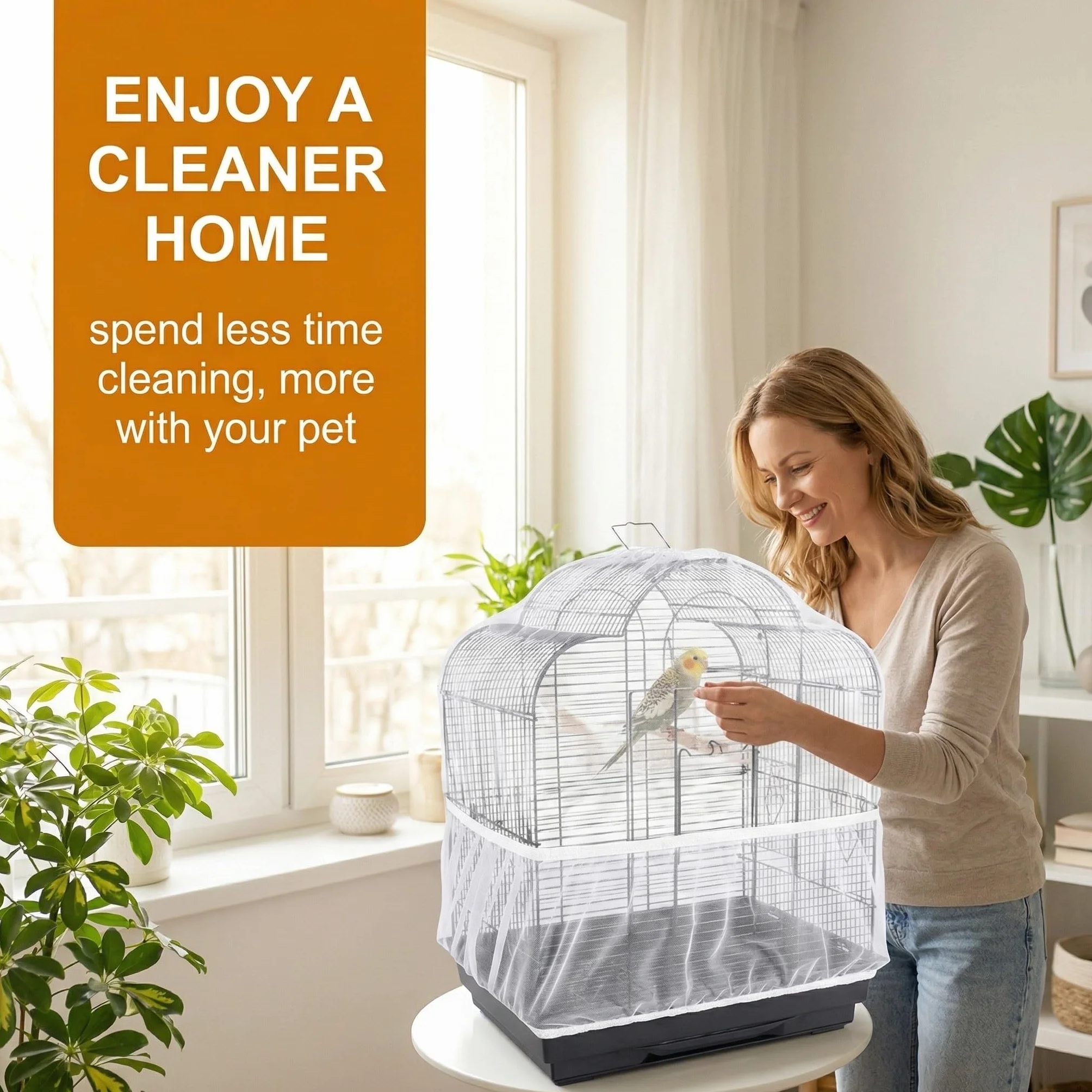Copertura Gabbia Pappagalli 1 Pezzo Bianco Altezza 20 Cm Circonferenza 80-110 Cm Rete Nylon Ventilata