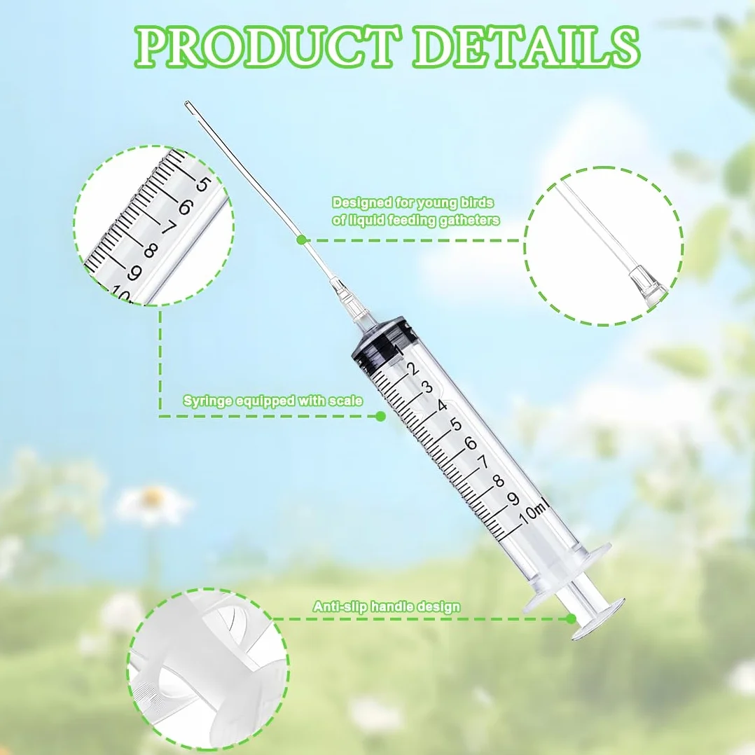 10 Pz Alimentatore Pappagalli, Inclusa 1 Siringa da 10 ml, Uccelli Alimentazione Tubi Veloce Alimentazione Tubo per Bambino Pet Uccelli