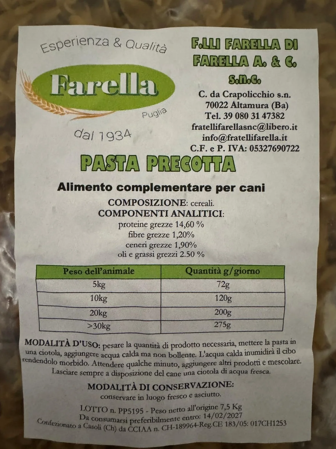 Pasta precotta bianca