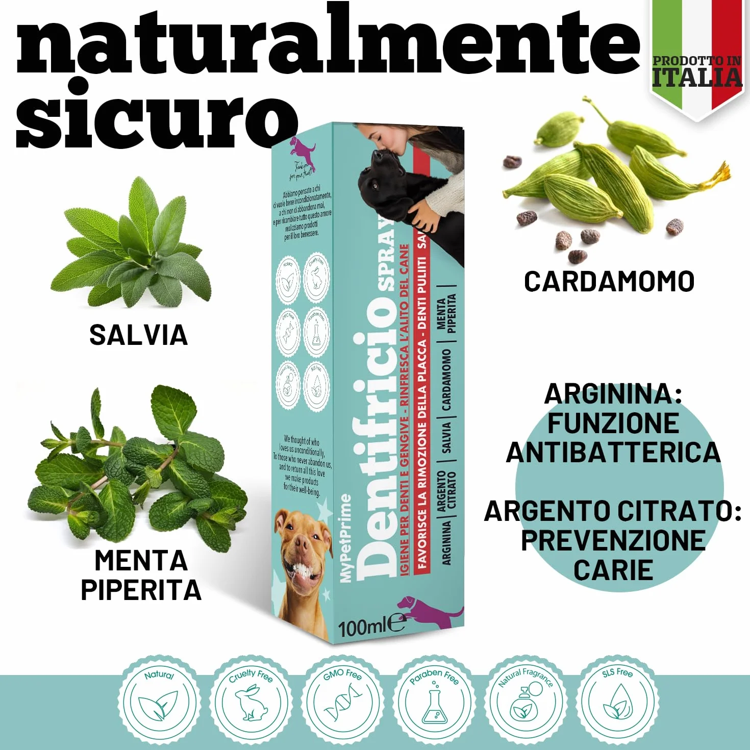 MyPetPrime Dentifricio per Cani Spray con Argento Citrato e Arginina 100 ml