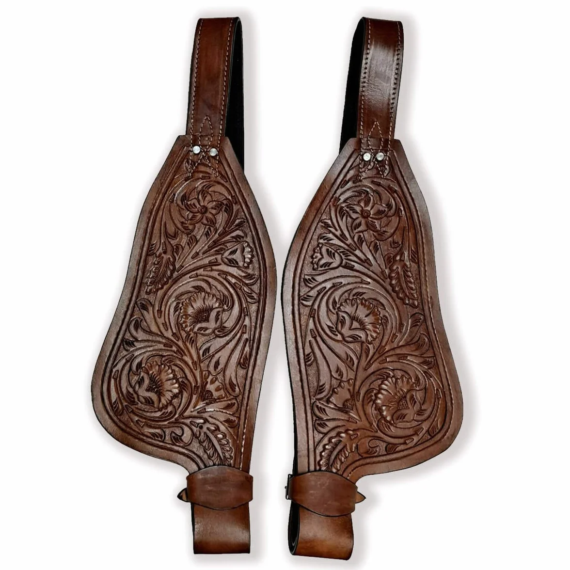 Cavallo Western Adulto Tooled Vera Pelle di Ricambio Parafanghi Sella Fatto a Mano Venduti in Coppia ME-WSF-019