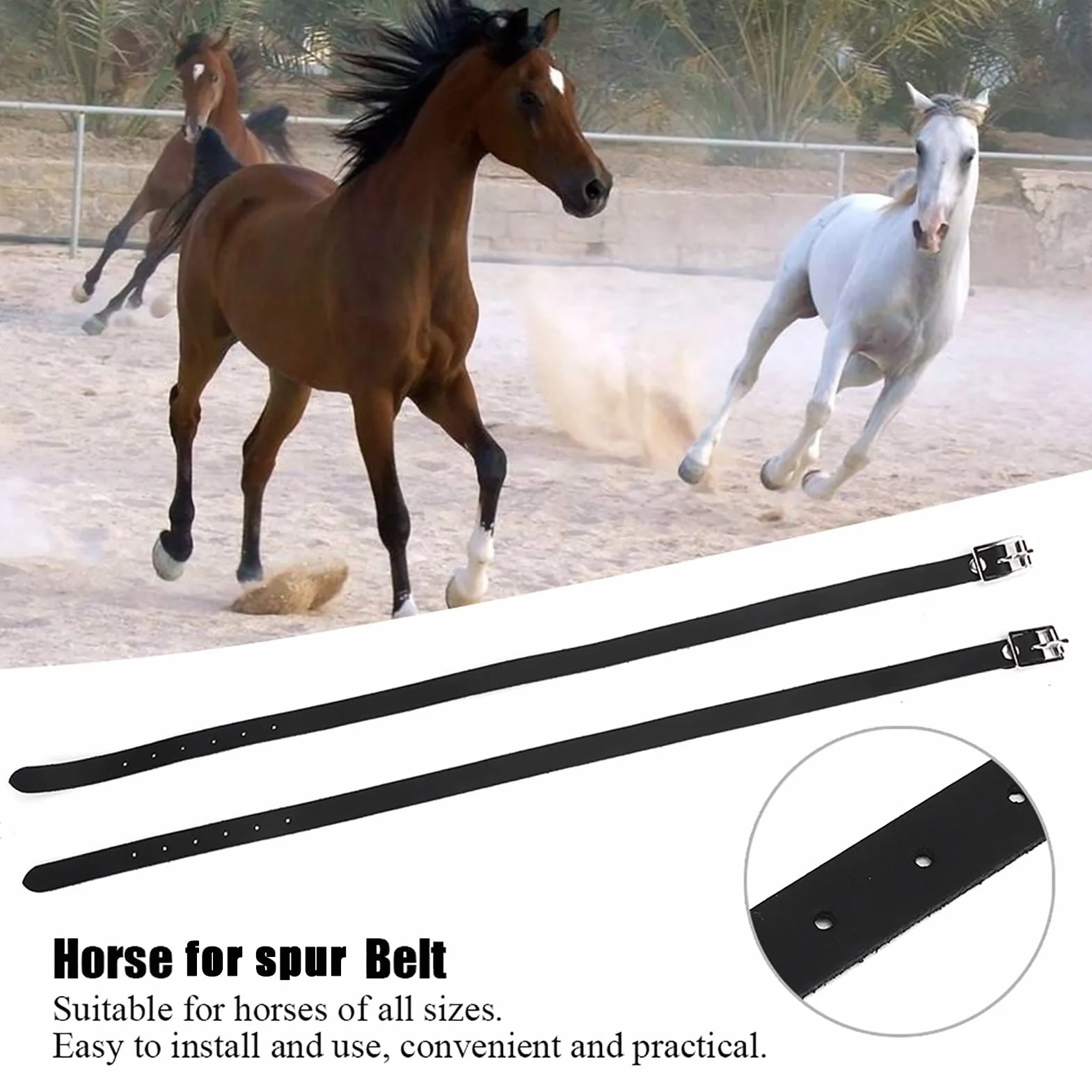 Cinturino in pelle english spur straps 1 paio di cinghie per speroni, con fibbia in acciaio inox, accessori per attrezzi da cavallo, 50 cm, nero staffili equitazione inglese nan