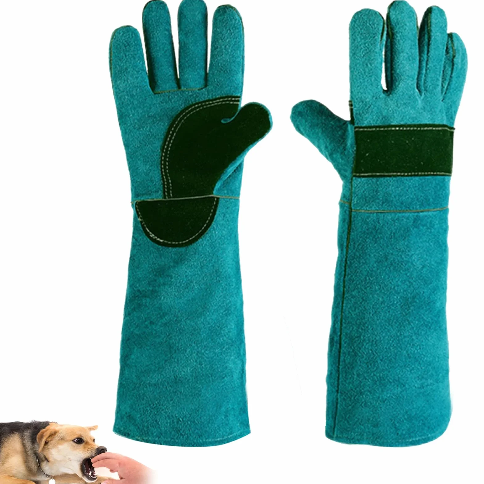 Tokaneit Guanti di Protezione da Lavoro Resistenti ai Morsi Animali Domestici Verde 45cm